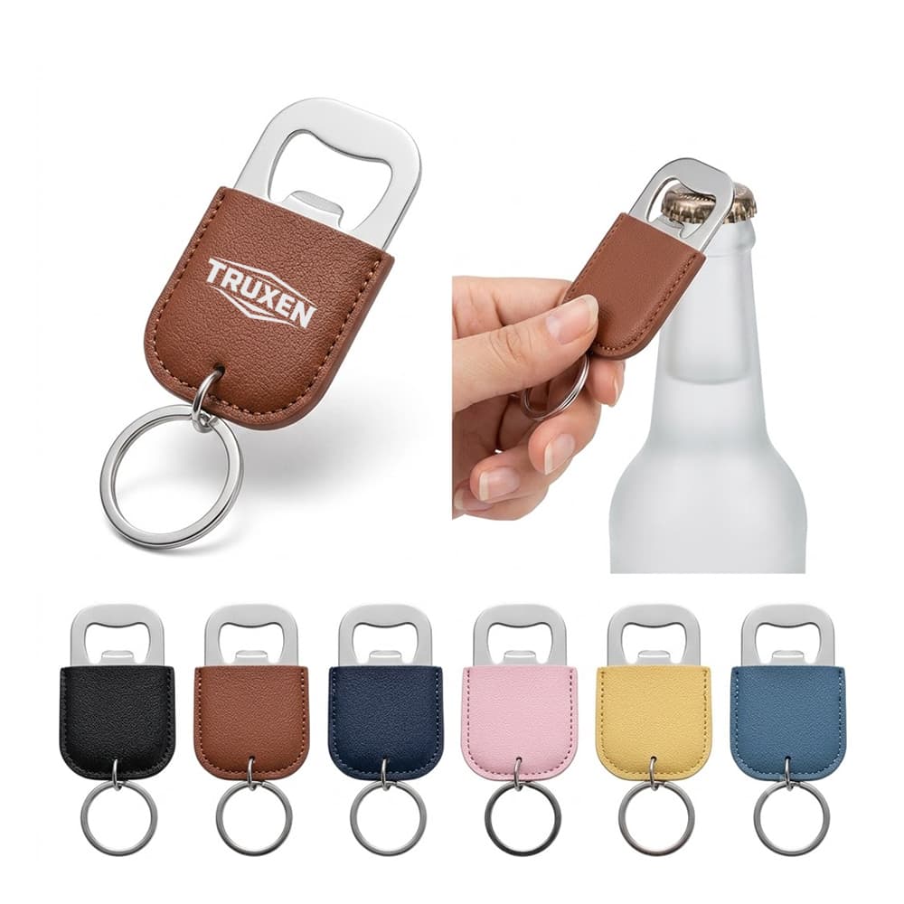 Leatherette Keychain Bottle Opener