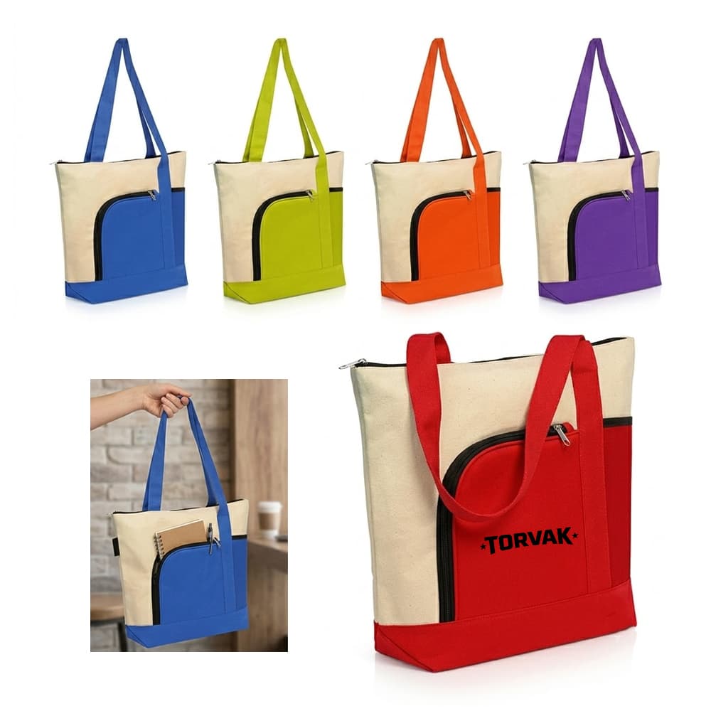 Zippered Shopper Canvas Tote Bag gallery 1